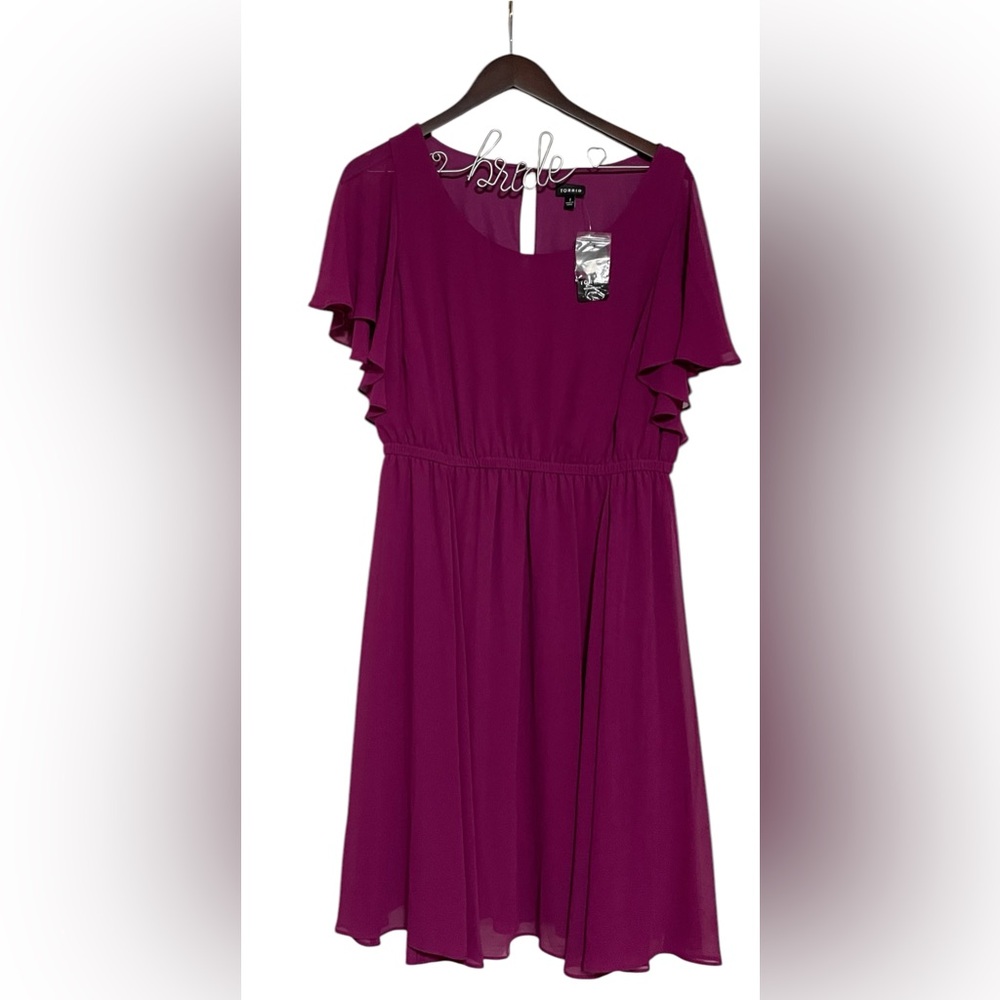 NWOT‎ TORRID magenta flutter sleeve midi dress